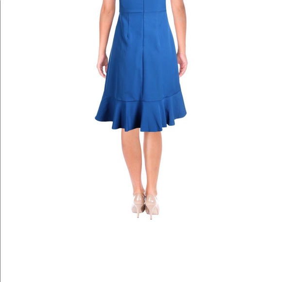 FINAL PRICE Aqua Faux-Wrap Flounce Dress - Picture 8 of 8